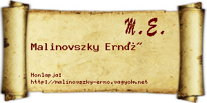 Malinovszky Ernő névjegykártya