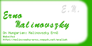 erno malinovszky business card